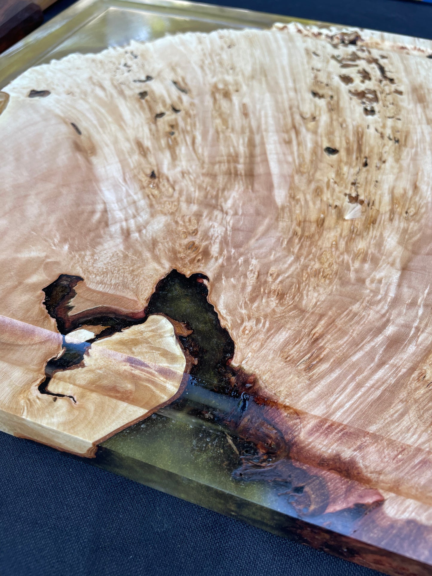 Maple Burl & Gold Resin Board